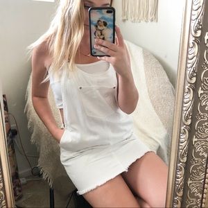 White denim overall dress